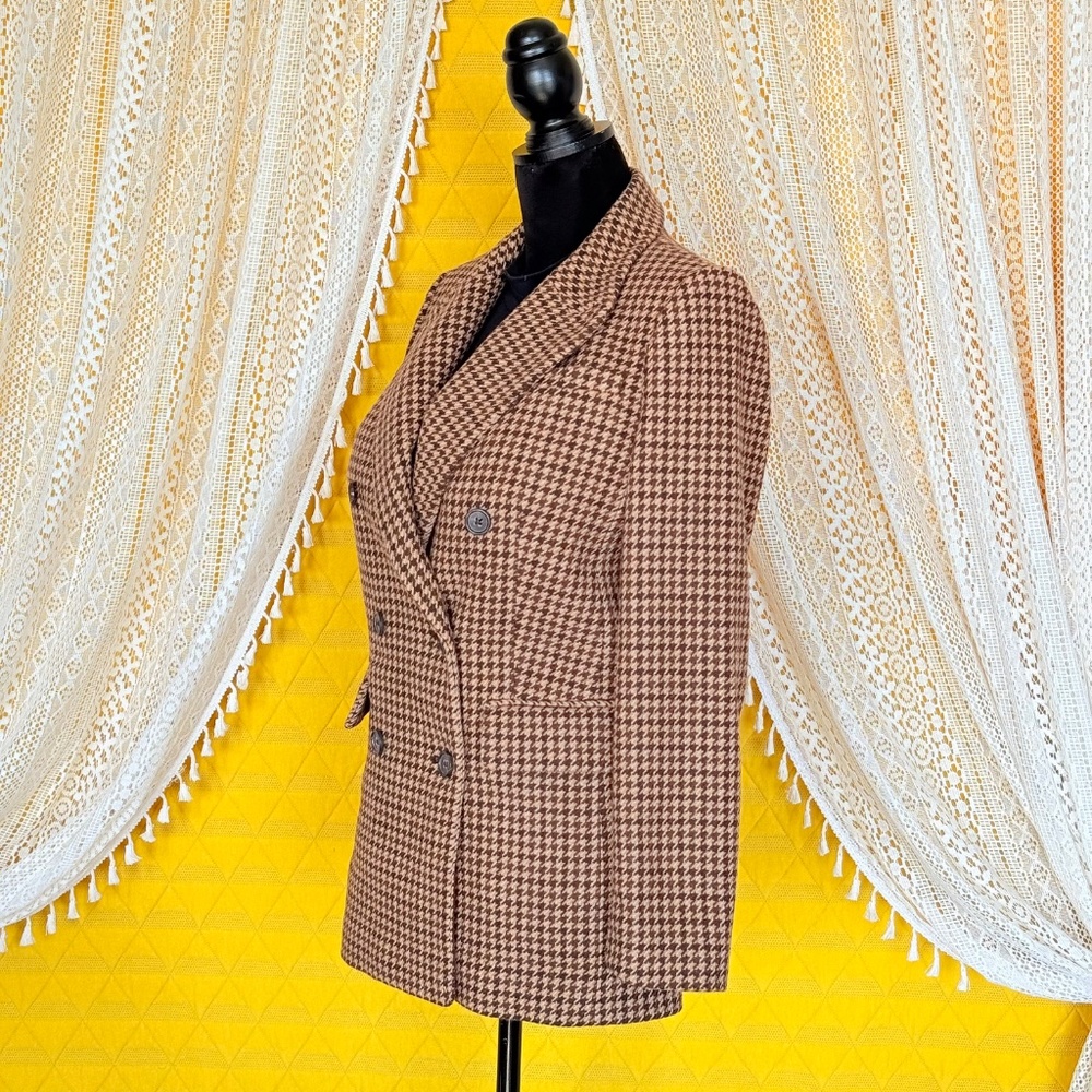 Banana Republic Brown Houndstooth Modern Wool Blazer Women's Size 4 - Picture 7 of 15